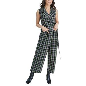 Rujuta Sheth Arya Jumper in Strike Chex Green Black Plaid Jumpsuit Sz XL